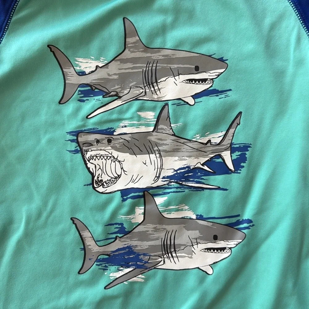 The Children’s Place shark rashguard boys XLarge tropical beach pool party swim